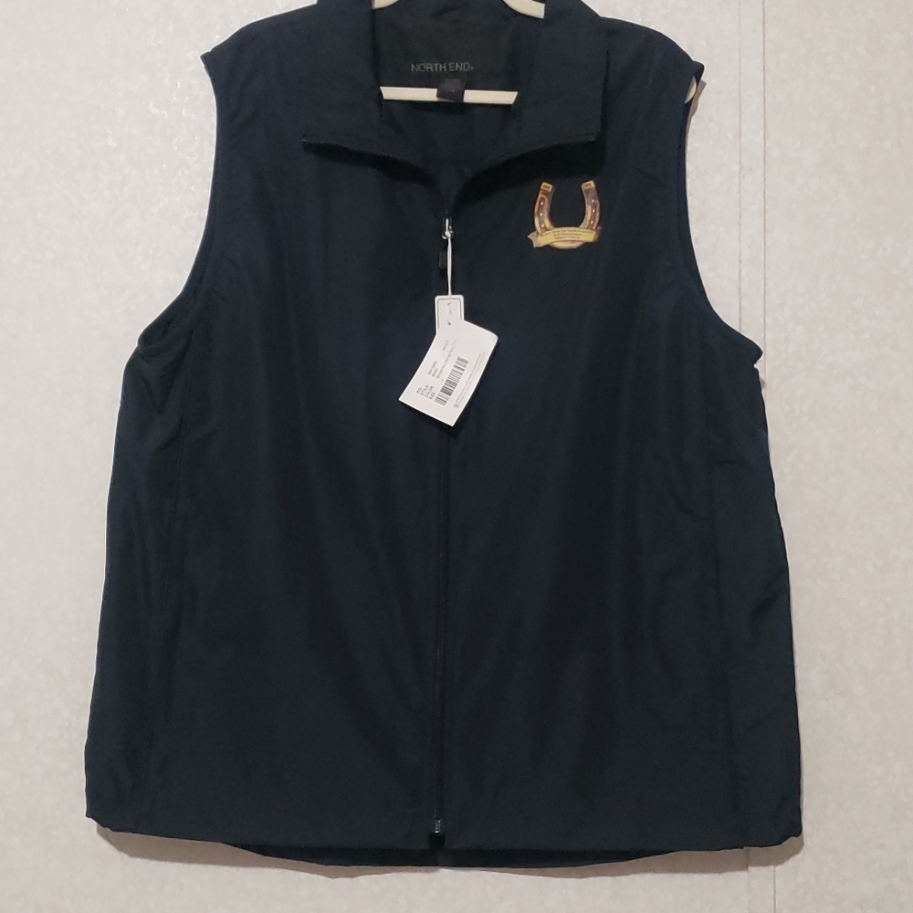 NEW...Navy Sleeveless Vest with Embroidered Logo...SIZE:L
